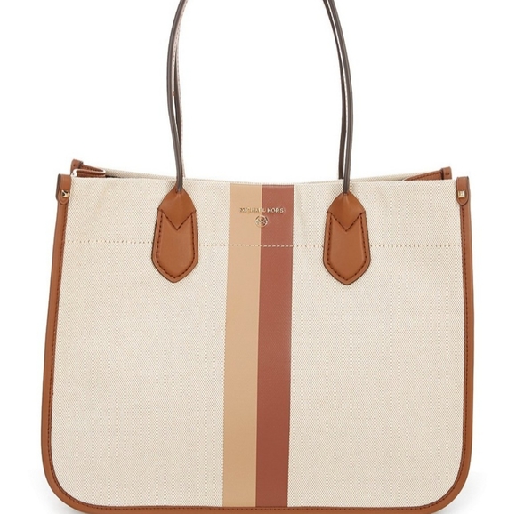 MICHAEL KORS HEIDI TWO TONE CANVAS TOTE BAG NWT - Picture 3 of 6